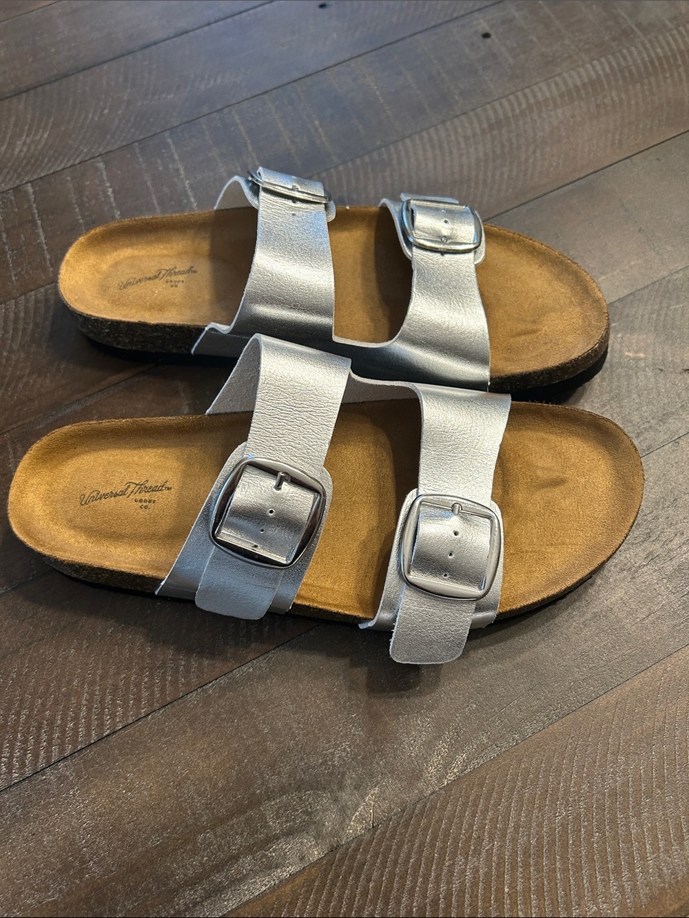Universal Thread Silver Double-Buckle Slide Sandals - Picture 5 of 8